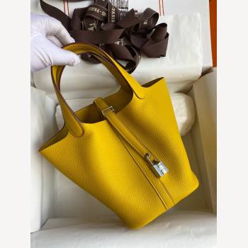 Hermes Picotin Lock Bag 18cm/22cm in Taurillon Clemence Leather Yellow/Silver 2023 (Handmade) (M-23110723)