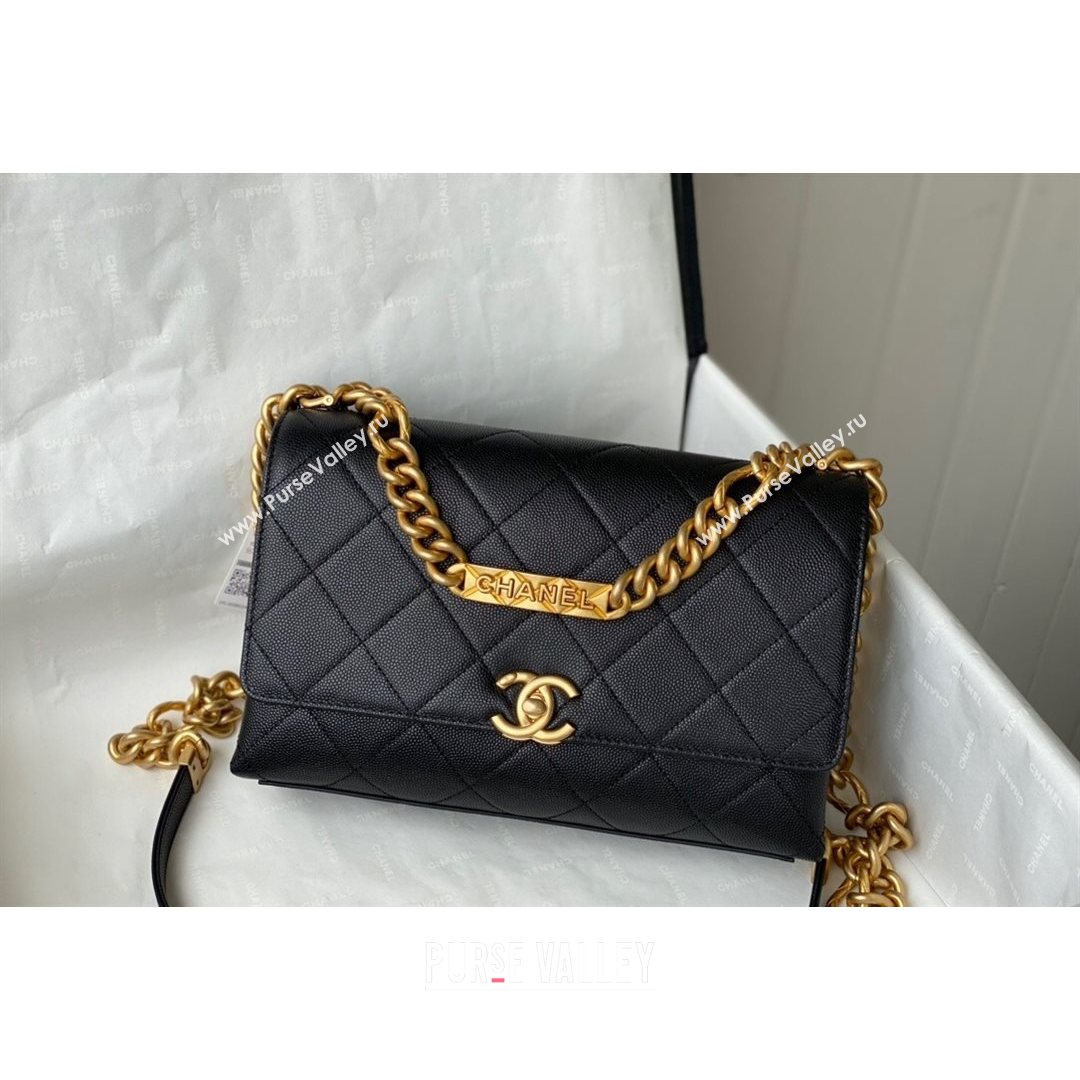 Chanel Grained Calfskin & Gold-Tone Metal Flap Bag AS2764 Black 2021 (SM-21082751)