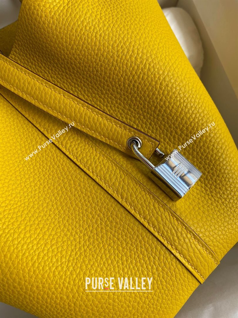 Hermes Picotin Lock Bag 18cm/22cm in Taurillon Clemence Leather Yellow/Silver 2023 (Handmade) (M-23110723)