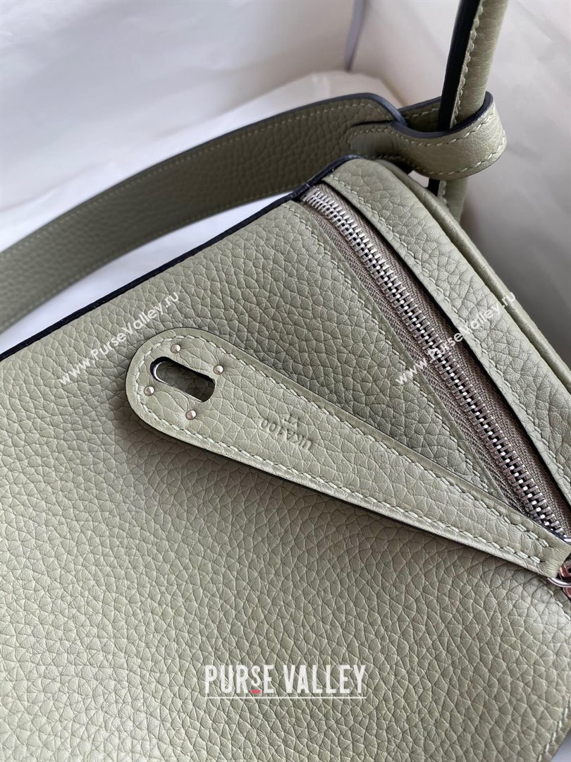 Hermes Lindy 26/30 Bag in Original Taurillon Clemence Leather Sage Green/Silver 2024(Full Handmade) (XYA-24051516)