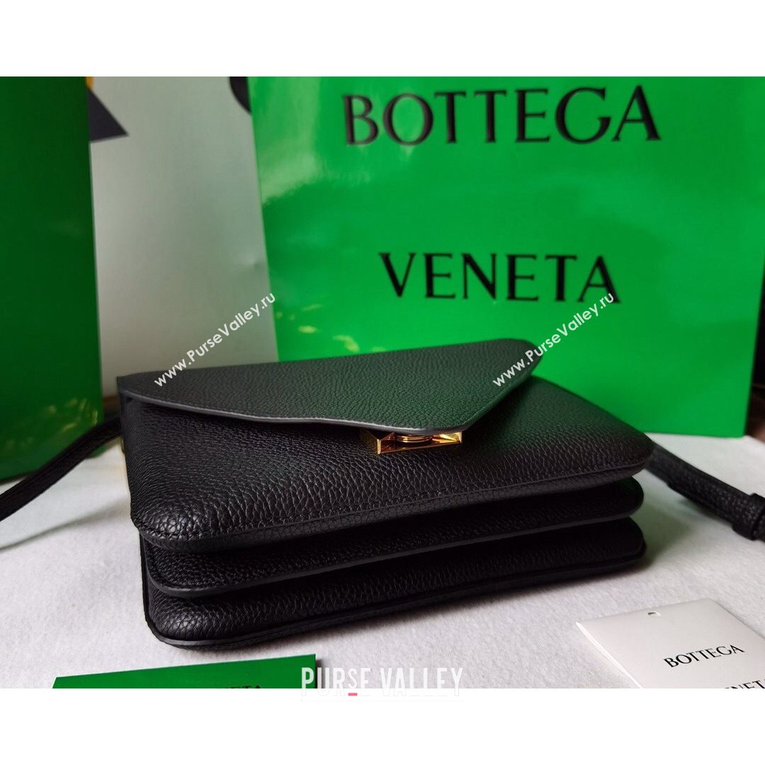 Bottega Veneta Mount Grained Calfskin Small Chain Envelope Bag Black 2021 (WT-21080621)