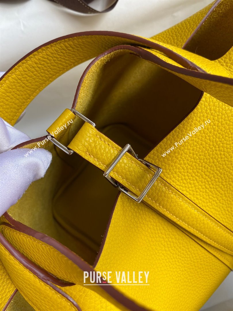 Hermes Picotin Lock Bag 18cm/22cm in Taurillon Clemence Leather Yellow/Silver 2023 (Handmade) (M-23110723)