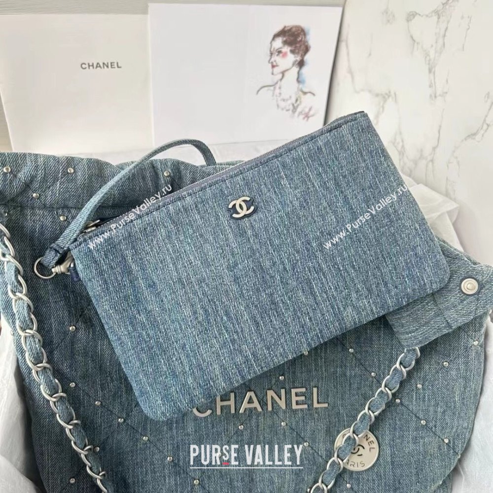 Chanel 22 Small Handbag in Washed Denim AS3260 Blue 2024 (YEZI-24032212)