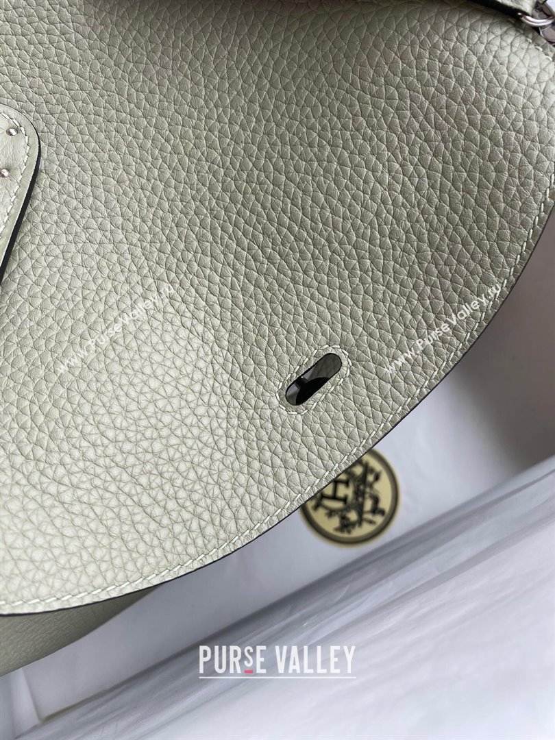 Hermes Lindy 26/30 Bag in Original Taurillon Clemence Leather Sage Green/Silver 2024(Full Handmade) (XYA-24051516)