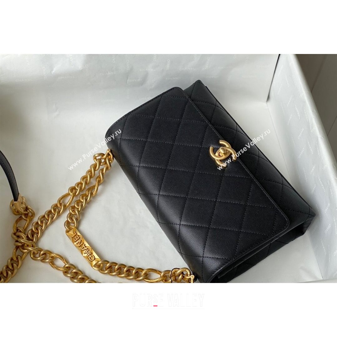 Chanel Grained Calfskin & Gold-Tone Metal Flap Bag AS2764 Black 2021 (SM-21082751)