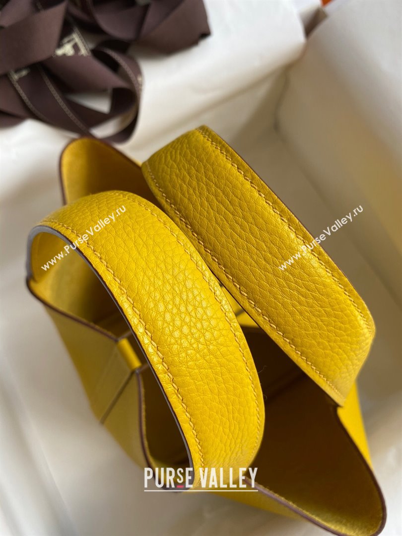 Hermes Picotin Lock Bag 18cm/22cm in Taurillon Clemence Leather Yellow/Silver 2023 (Handmade) (M-23110723)