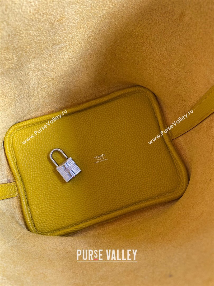 Hermes Picotin Lock Bag 18cm/22cm in Taurillon Clemence Leather Yellow/Silver 2023 (Handmade) (M-23110723)