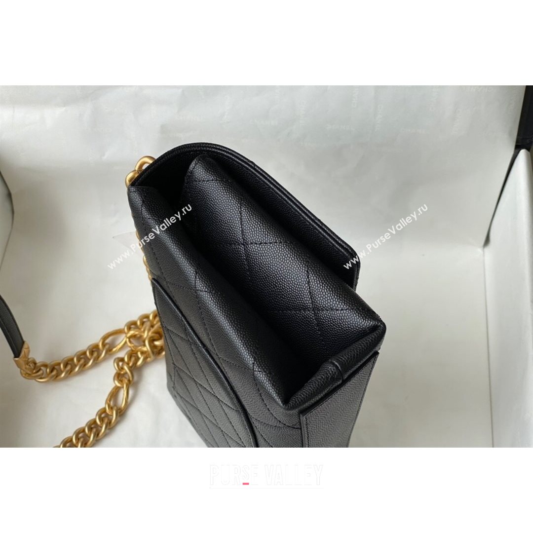 Chanel Grained Calfskin & Gold-Tone Metal Flap Bag AS2764 Black 2021 (SM-21082751)