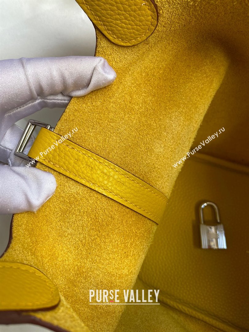 Hermes Picotin Lock Bag 18cm/22cm in Taurillon Clemence Leather Yellow/Silver 2023 (Handmade) (M-23110723)