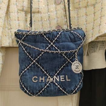 Chanel 22 Mini Handbag in Stitched Denim AS3980 Blue 2024 (YEZI-24032214)