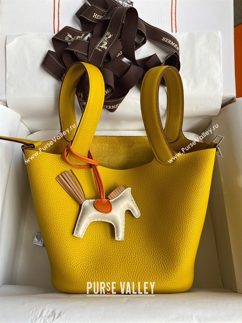 Hermes Picotin Lock Bag 18cm/22cm in Taurillon Clemence Leather Yellow/Silver 2023 (Handmade) (M-23110723)