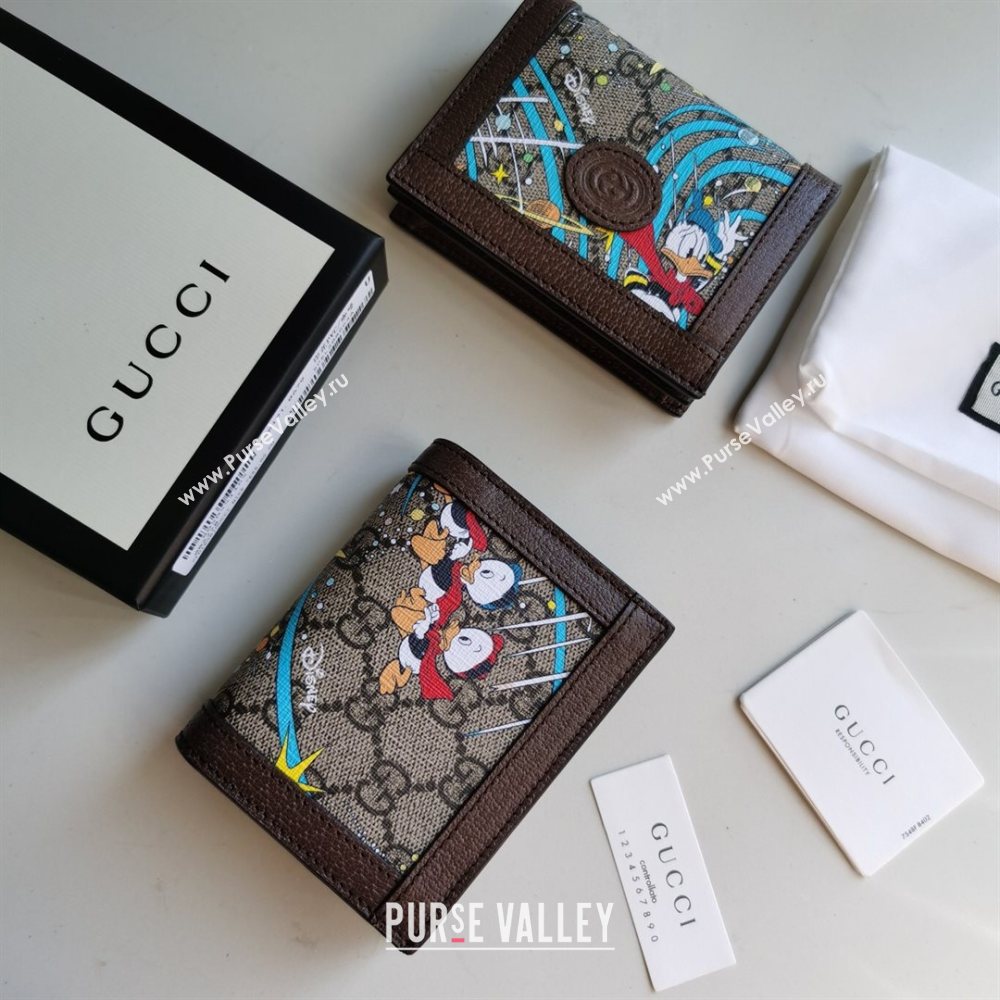 Gucci x Disney Donald Duck GG Canvas Card Case ‎648121 Beige/Blue 2020 (DLH-20112545)