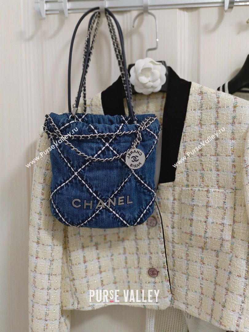 Chanel 22 Mini Handbag in Stitched Denim AS3980 Blue 2024 (YEZI-24032214)