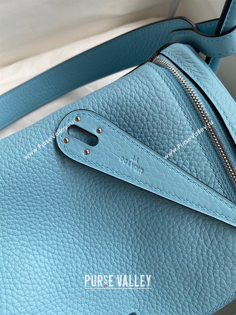 Hermes Lindy 26/30 Bag in Original Taurillon Clemence Leather Macaron Blue/Silver 2024(Full Handmade) (XYA-24051501)