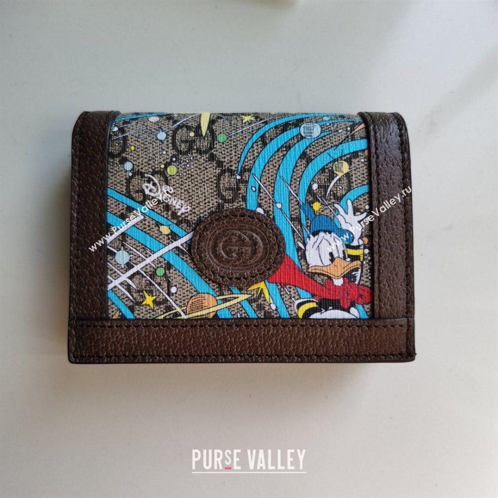 Gucci x Disney Donald Duck GG Canvas Card Case ‎648121 Beige/Blue 2020 (DLH-20112545)