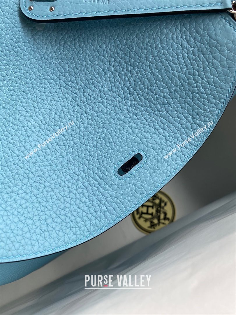 Hermes Lindy 26/30 Bag in Original Taurillon Clemence Leather Macaron Blue/Silver 2024(Full Handmade) (XYA-24051501)