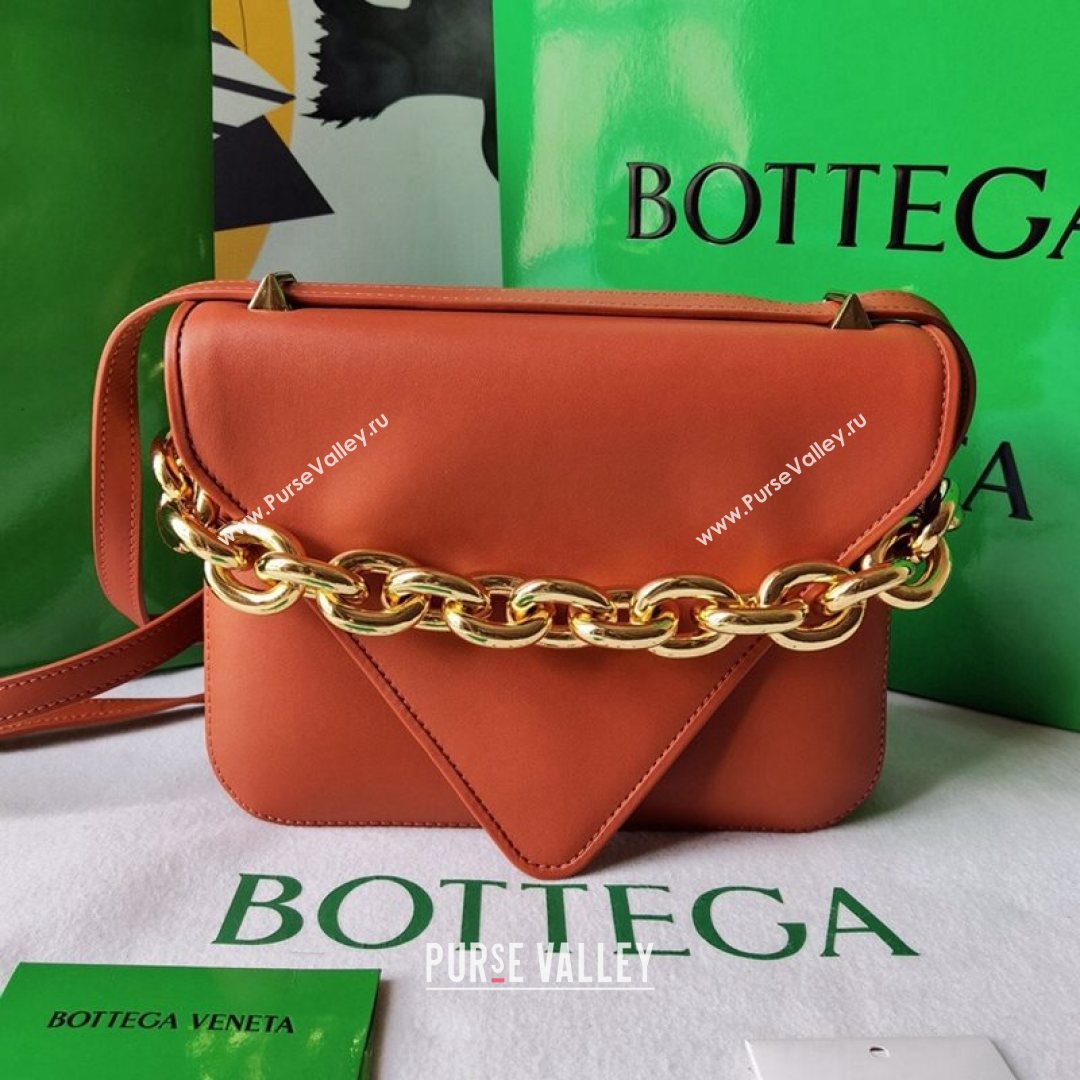 Bottega Veneta Mount Smooth Calfskin Small Chain Envelope Bag Maple Brown 2021 (WT-21080623)