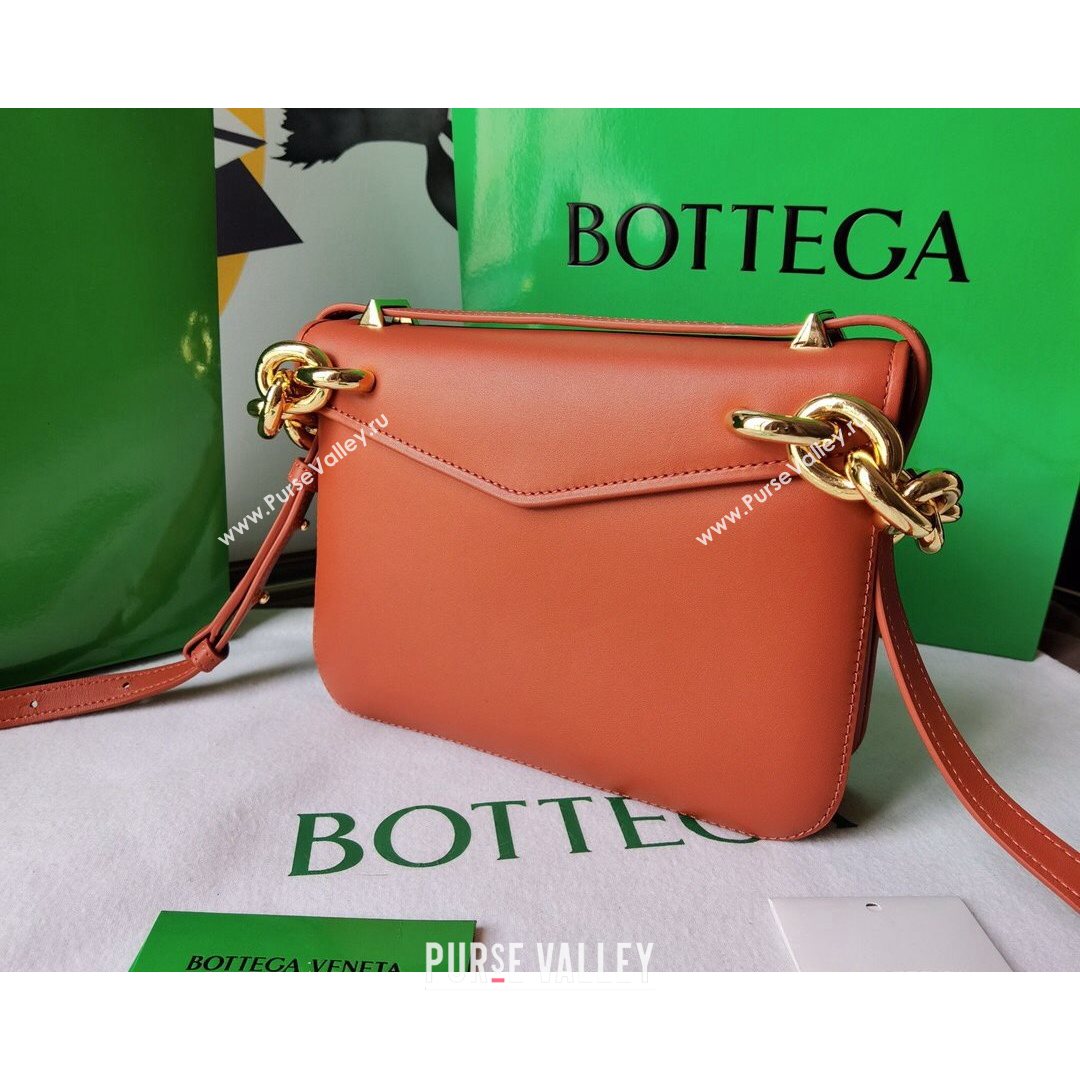 Bottega Veneta Mount Smooth Calfskin Small Chain Envelope Bag Maple Brown 2021 (WT-21080623)