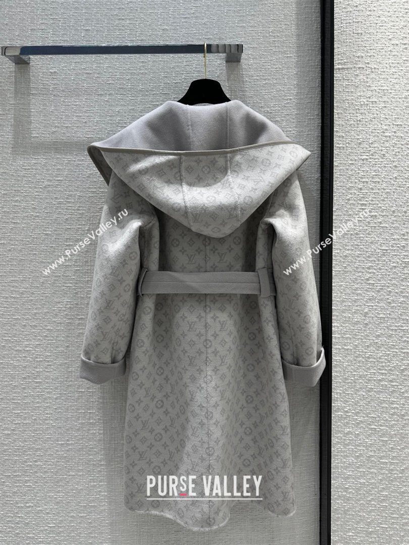 Louis Vuitton FLIGHT MODE Reversible Signature Hooded Wrap Coat 1AC02P Grey 2023 (Q-23120608)