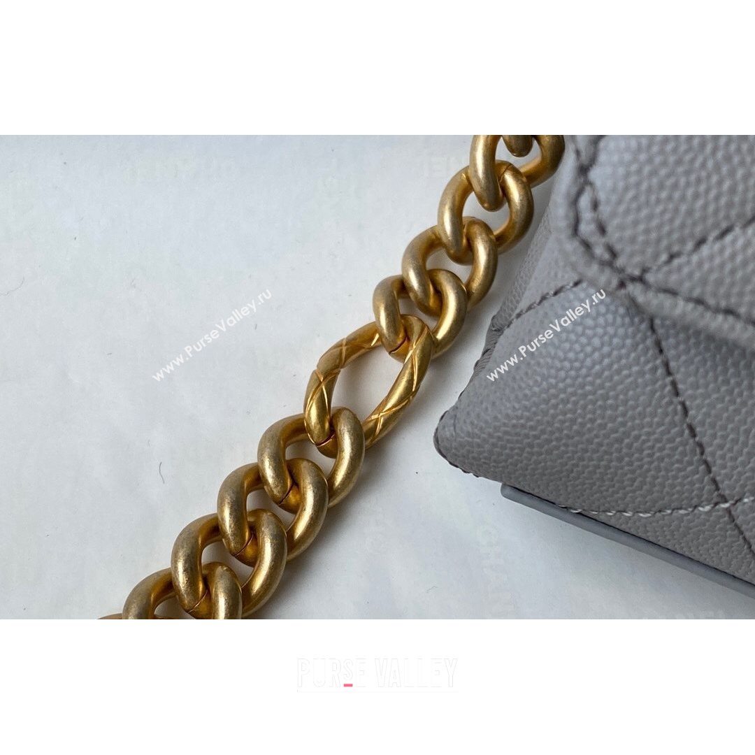 Chanel Grained Calfskin & Gold-Tone Metal Mini Flap Bag AS2711 Gray 2021 (SM-21082748)