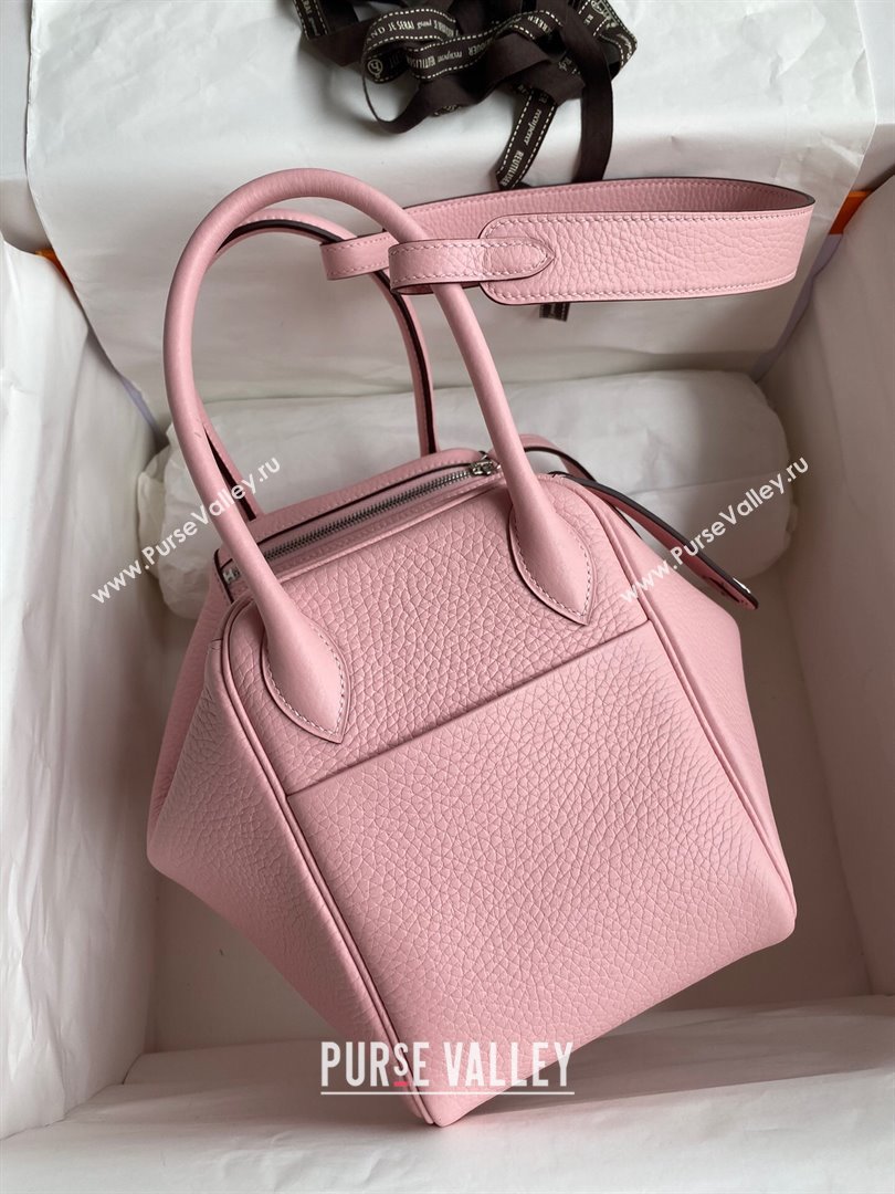 Hermes Lindy 26/30 Bag in Original Taurillon Clemence Leather 3Q Pink/Silver 2024(Full Handmade) (XYA-24051517)