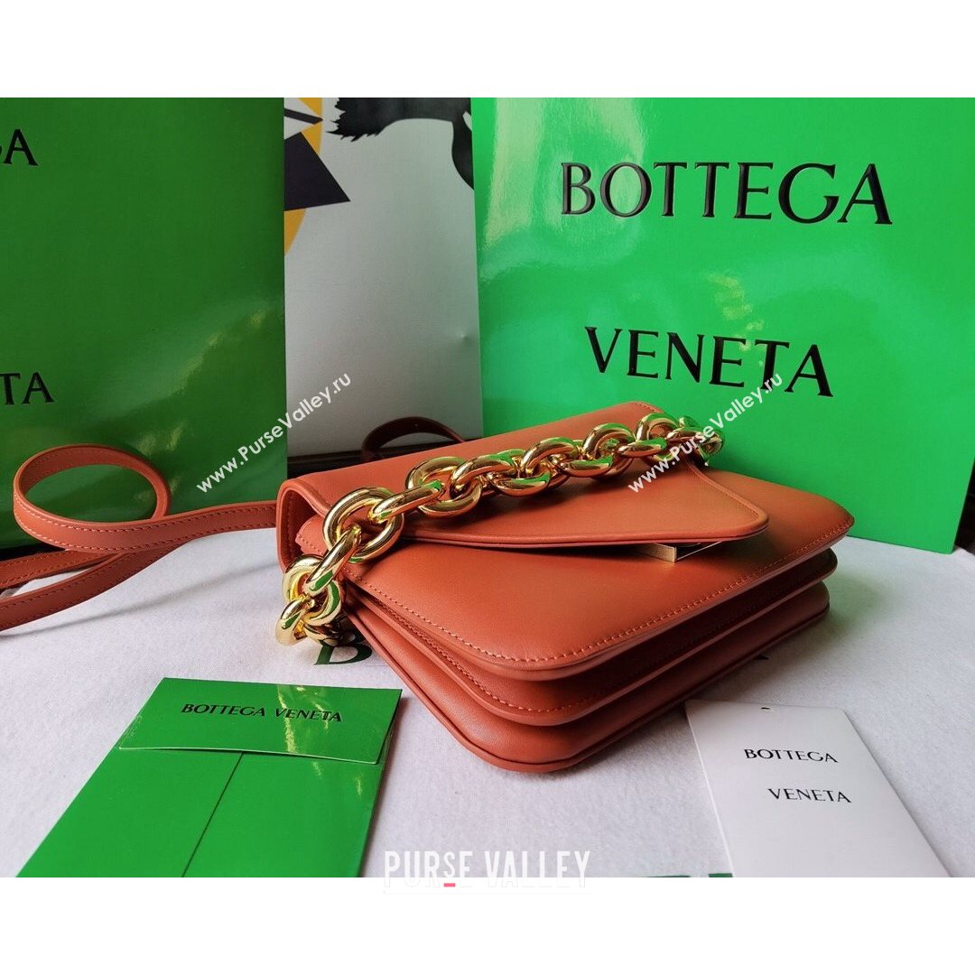 Bottega Veneta Mount Smooth Calfskin Small Chain Envelope Bag Maple Brown 2021 (WT-21080623)