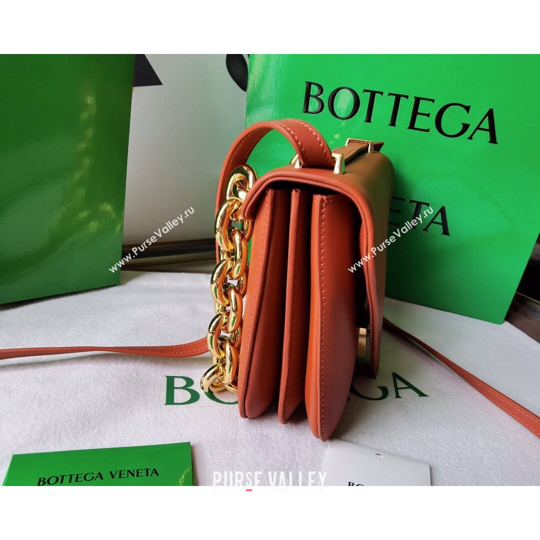 Bottega Veneta Mount Smooth Calfskin Small Chain Envelope Bag Maple Brown 2021 (WT-21080623)