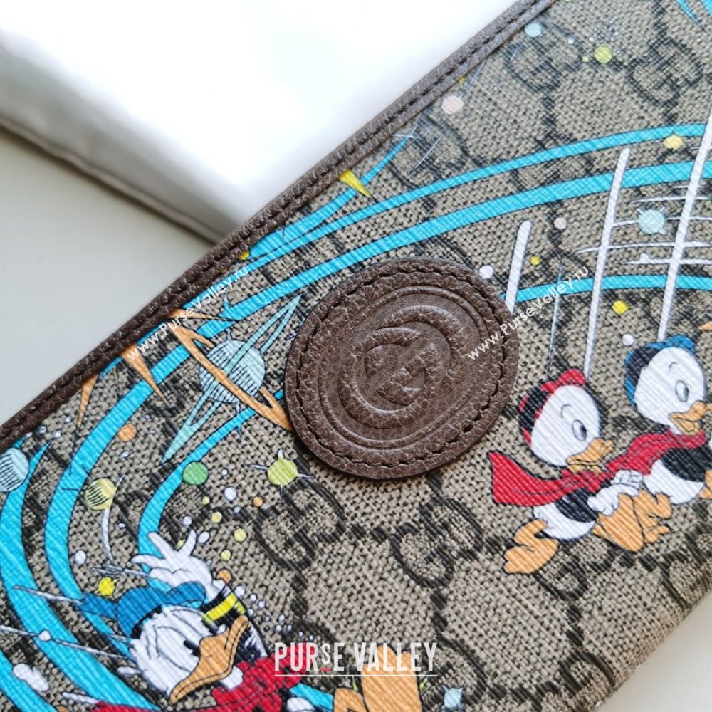 Gucci x Disney Donald Duck GG Canvas Zip Around Wallet 647940 Beige/Blue 2020 (DLH-20112546)