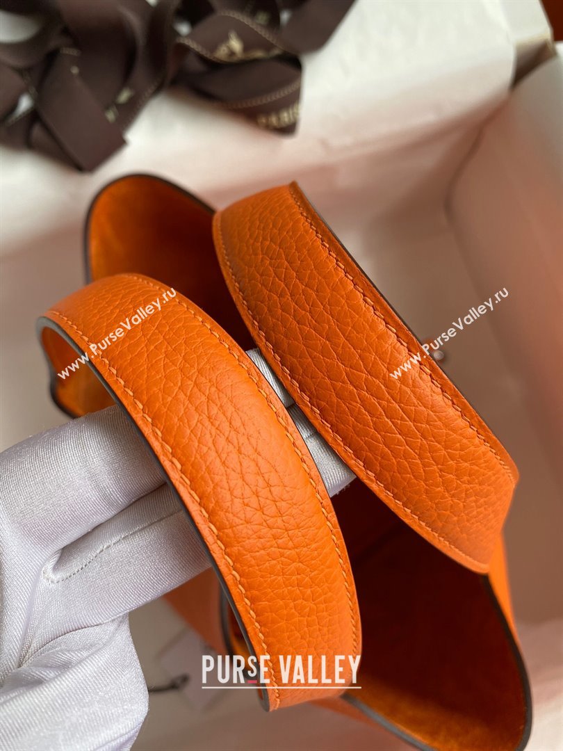 Hermes Picotin Lock Bag 18cm/22cm in Taurillon Clemence Leather Orange/Silver 2023 (Handmade) (M-23110725)