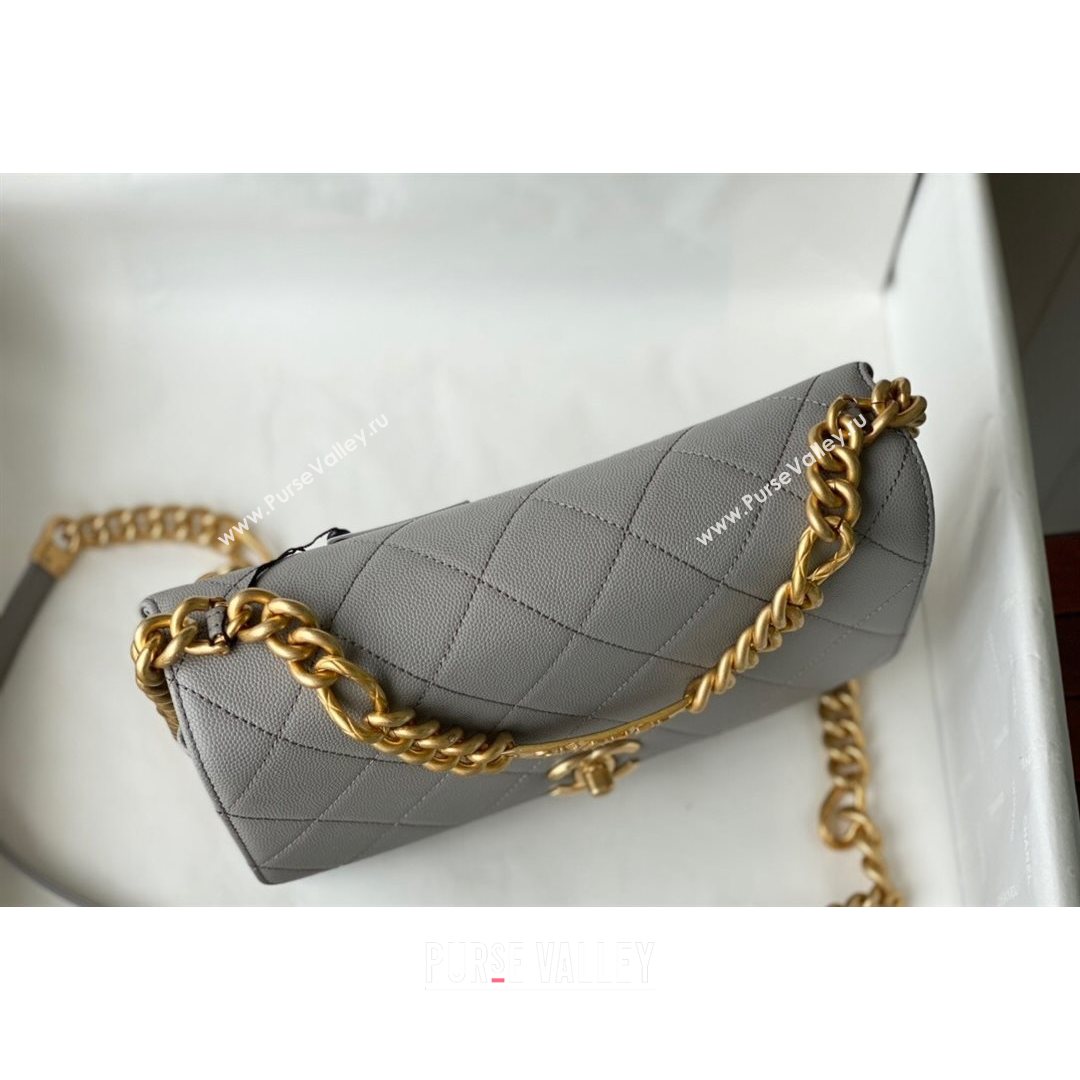 Chanel Grained Calfskin & Gold-Tone Metal Flap Bag AS2764 Gray 2021 (SM-21082752)