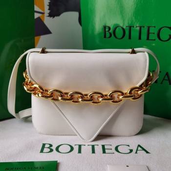 Bottega Veneta Mount Smooth Calfskin Small Chain Envelope Bag White 2021 (WT-21080624)