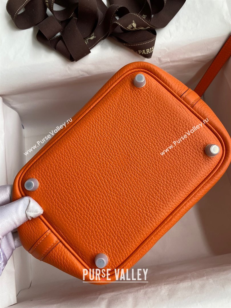 Hermes Picotin Lock Bag 18cm/22cm in Taurillon Clemence Leather Orange/Silver 2023 (Handmade) (M-23110725)