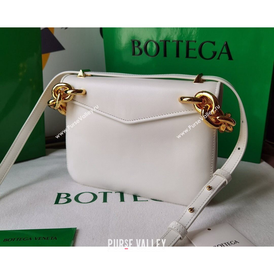 Bottega Veneta Mount Smooth Calfskin Small Chain Envelope Bag White 2021 (WT-21080624)