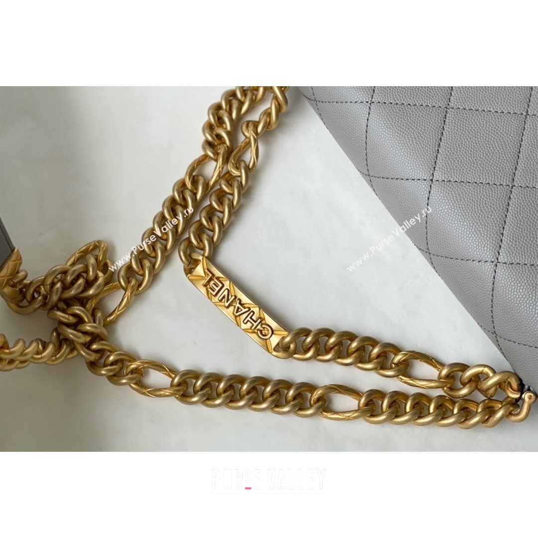 Chanel Grained Calfskin & Gold-Tone Metal Flap Bag AS2764 Gray 2021 (SM-21082752)