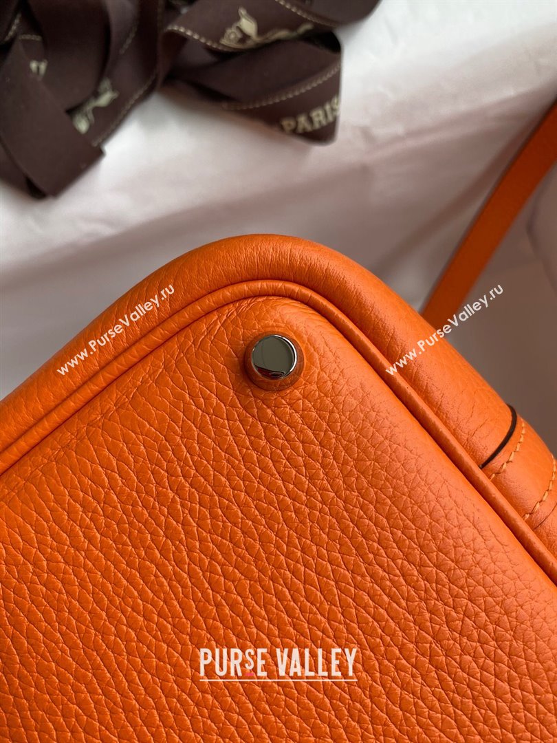 Hermes Picotin Lock Bag 18cm/22cm in Taurillon Clemence Leather Orange/Silver 2023 (Handmade) (M-23110725)