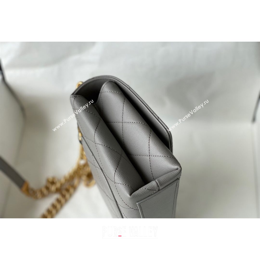 Chanel Grained Calfskin & Gold-Tone Metal Flap Bag AS2764 Gray 2021 (SM-21082752)