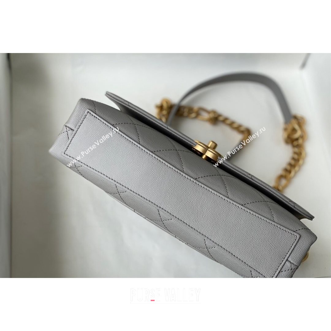 Chanel Grained Calfskin & Gold-Tone Metal Flap Bag AS2764 Gray 2021 (SM-21082752)