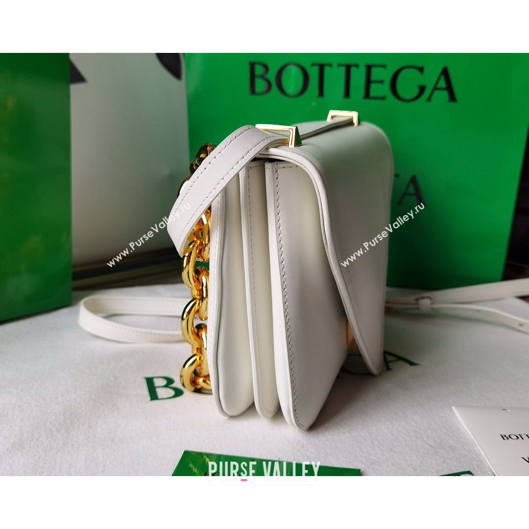 Bottega Veneta Mount Smooth Calfskin Small Chain Envelope Bag White 2021 (WT-21080624)