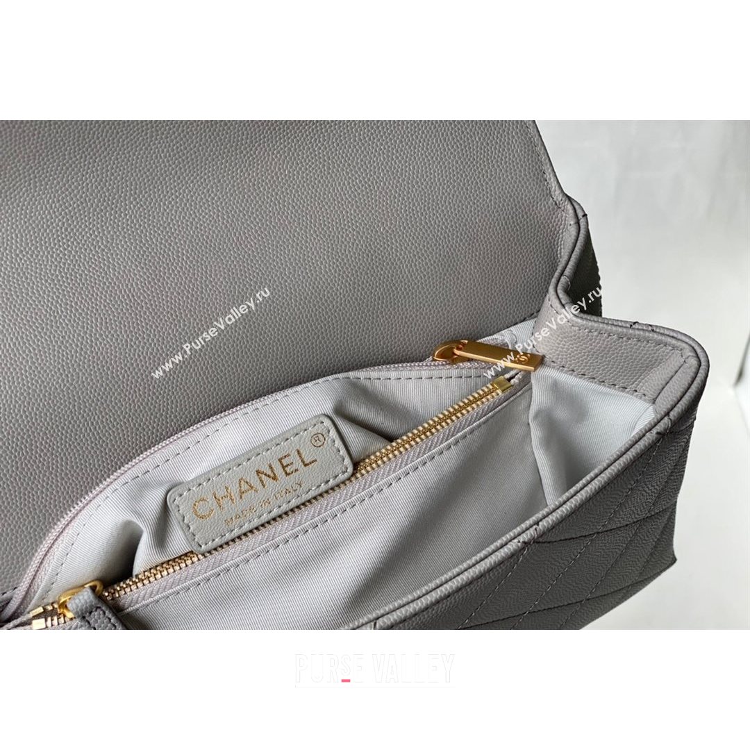 Chanel Grained Calfskin & Gold-Tone Metal Flap Bag AS2764 Gray 2021 (SM-21082752)