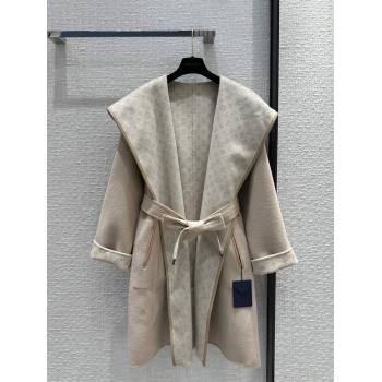 Louis Vuitton FLIGHT MODE Reversible Signature Hooded Wrap Coat 1AC02P Beige 2023 (Q-23120609)