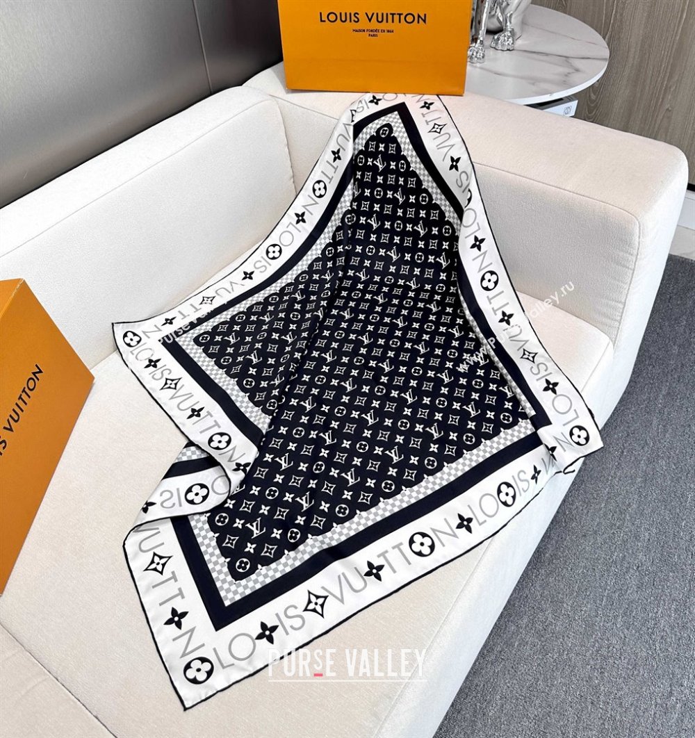 Louis Vuitton Silk Sqaure Scarf 90x90cm LV030438 Black 2025 (A-25030438)
