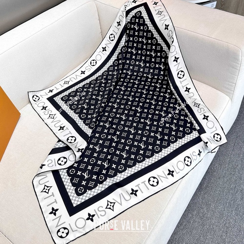 Louis Vuitton Silk Sqaure Scarf 90x90cm LV030438 Black 2025 (A-25030438)