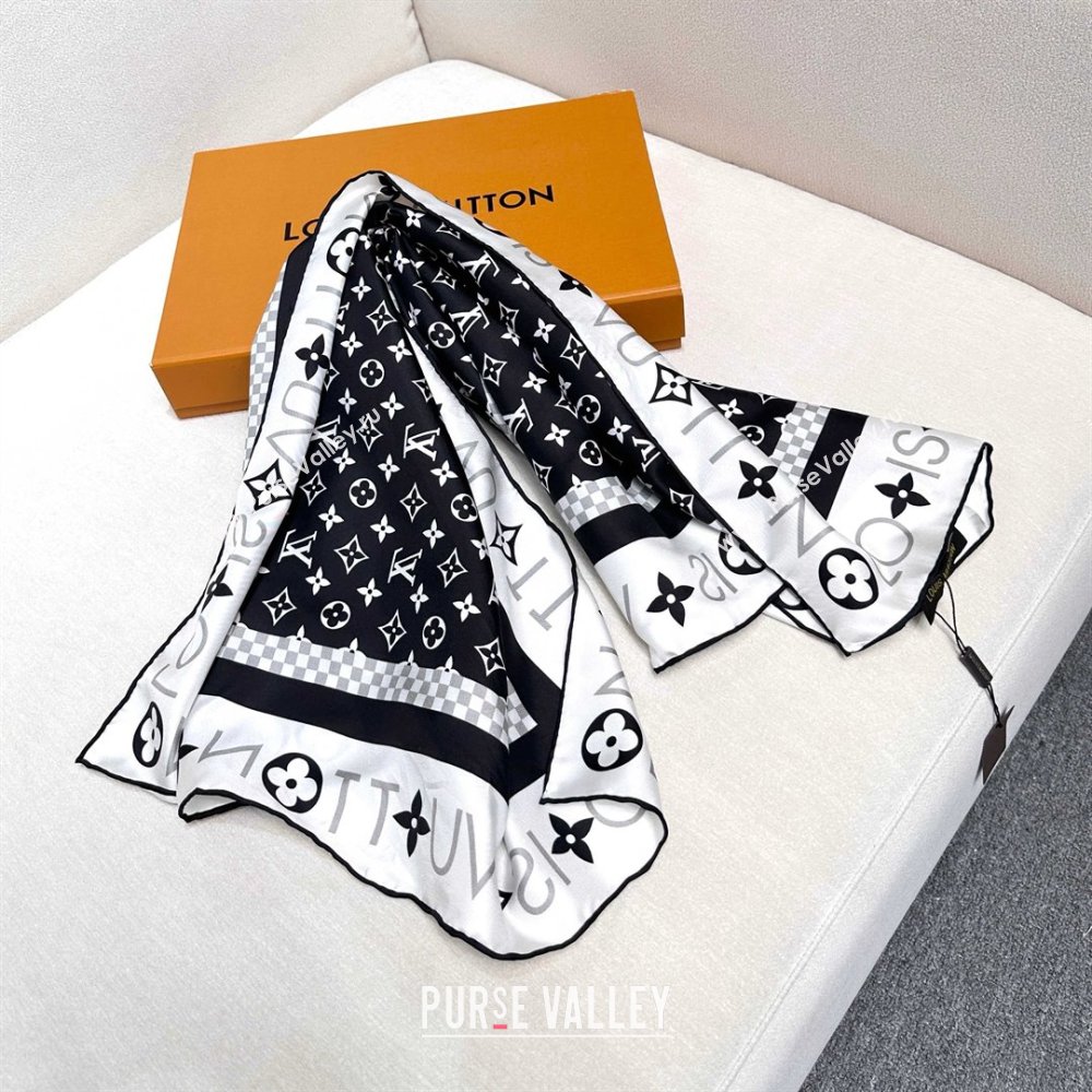 Louis Vuitton Silk Sqaure Scarf 90x90cm LV030438 Black 2025 (A-25030438)
