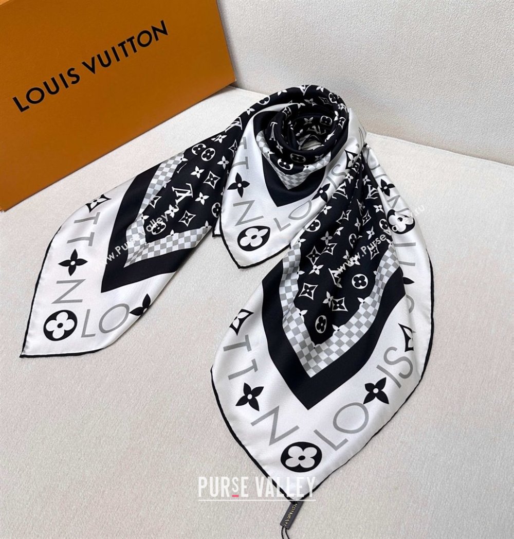 Louis Vuitton Silk Sqaure Scarf 90x90cm LV030438 Black 2025 (A-25030438)