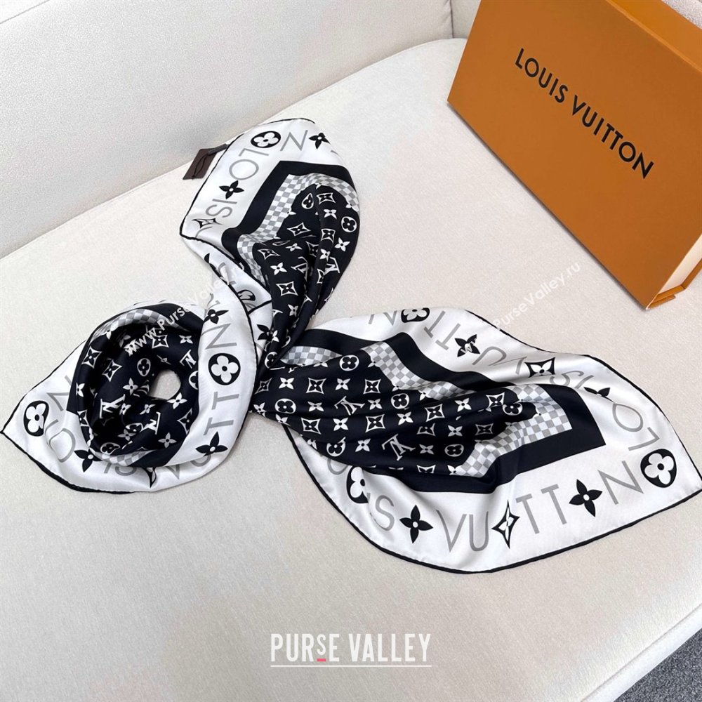 Louis Vuitton Silk Sqaure Scarf 90x90cm LV030438 Black 2025 (A-25030438)