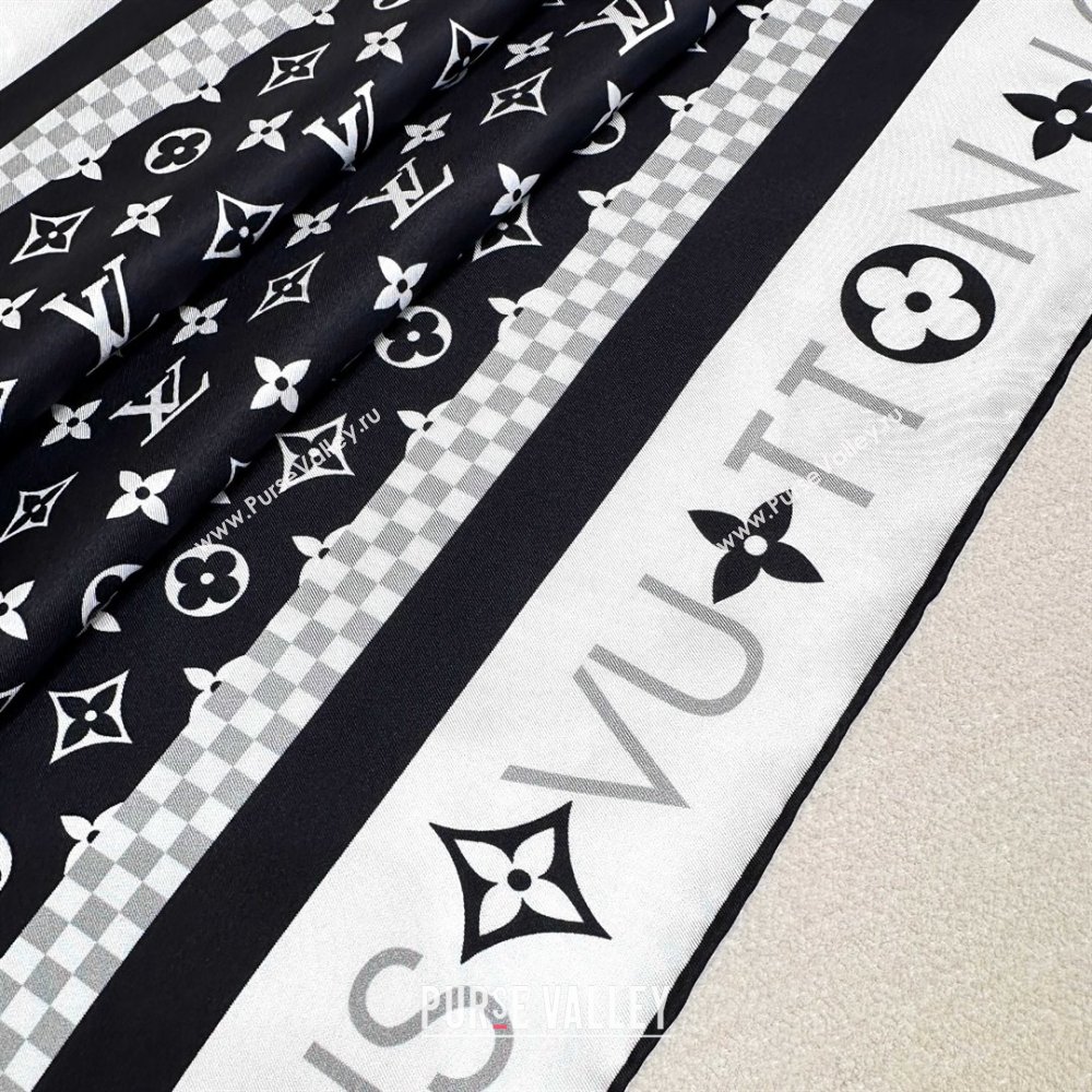Louis Vuitton Silk Sqaure Scarf 90x90cm LV030438 Black 2025 (A-25030438)