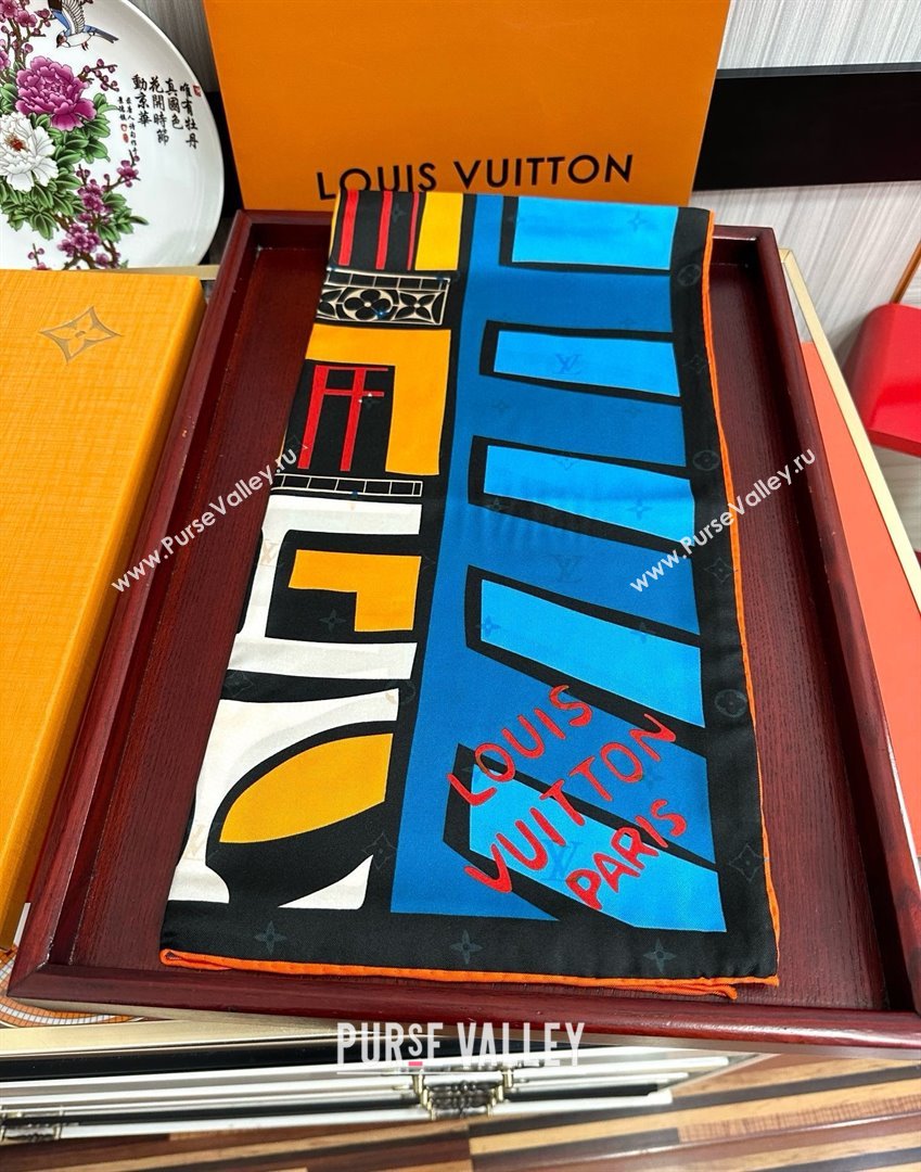 Louis Vuitton Silk Sqaure Scarf 90x90cm LV030432 Blue 2025 (A-25030432)