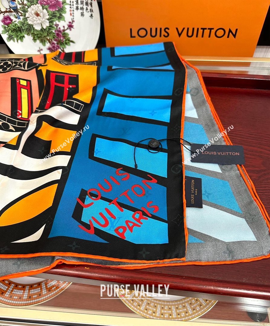 Louis Vuitton Silk Sqaure Scarf 90x90cm LV030432 Blue 2025 (A-25030432)