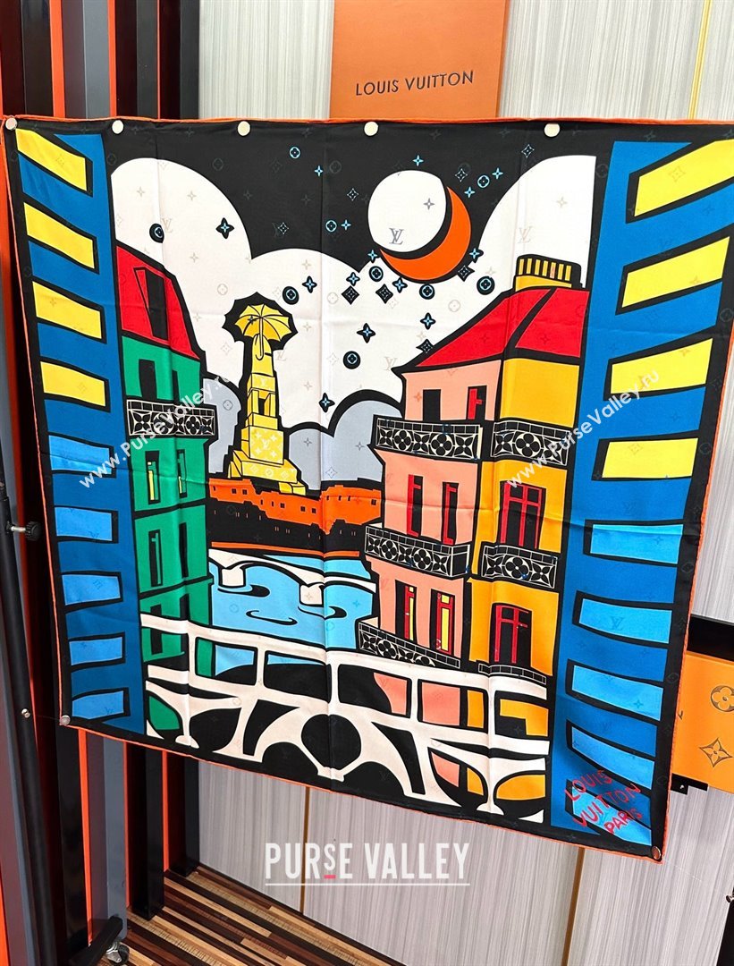 Louis Vuitton Silk Sqaure Scarf 90x90cm LV030432 Blue 2025 (A-25030432)