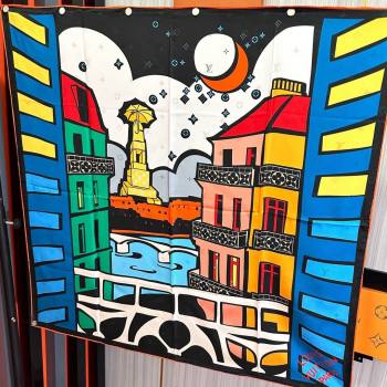 Louis Vuitton Silk Sqaure Scarf 90x90cm LV030432 Blue 2025 (A-25030432)